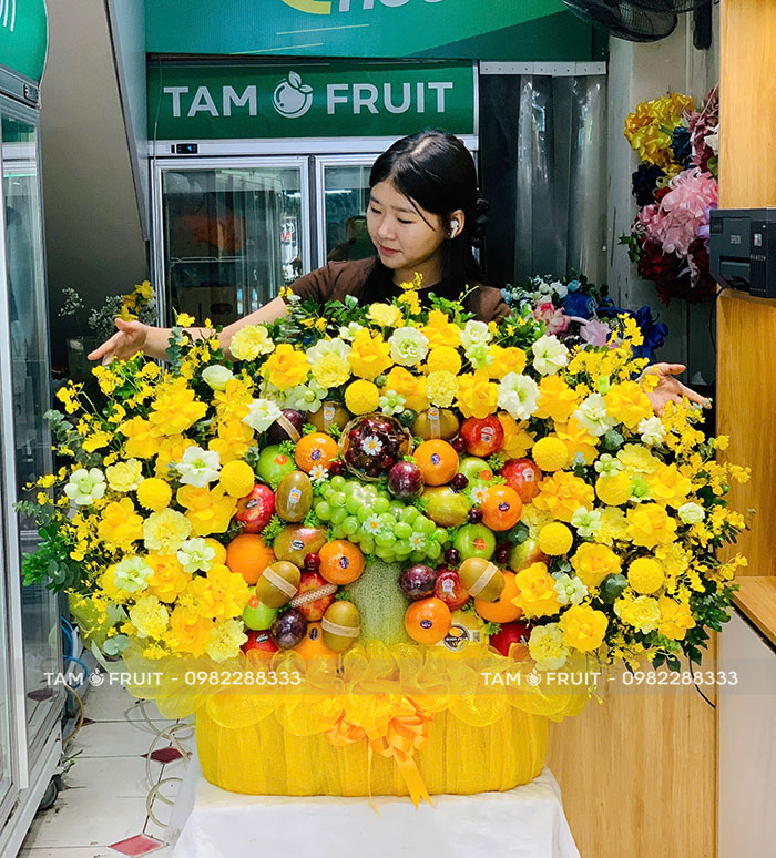 Giỏ Trái Cây Sang Trọng Cỡ Lớn ht380 giỏ trái cây khổng lồ